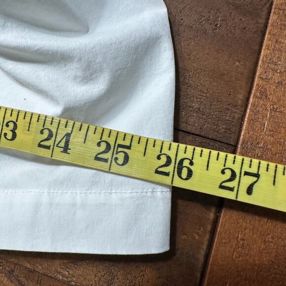 St. John White Navy Stretch Cinched Waist Button Up Size XL - Picture 8 of 8